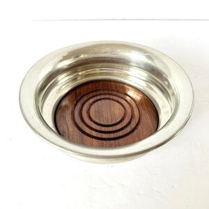 Vintage Kirk Stieff Pewter Wine Bottle Coaster Wood Base American Pewter Barware